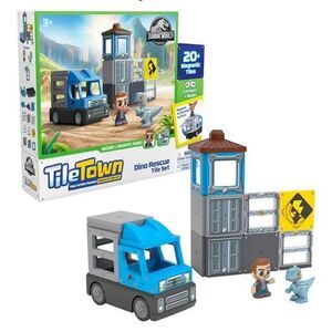 Tile Town Jurassic World Dino Rescue Magnetic Tiles Construction Building Set
